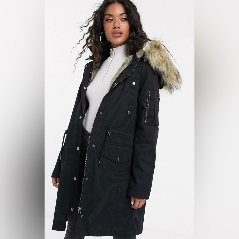 ASOS DESIGN parka with detachable faux fur liner